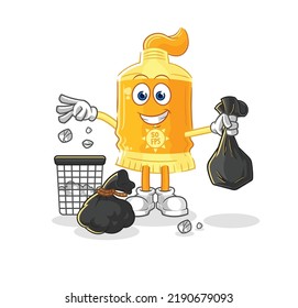 the sunscreen Throw garbage mascot. cartoon vector