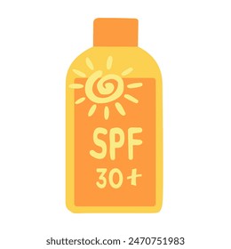 Sunscreen in a tube and after sun lotion in a bottle symbol.Flat icon. Vector illustration on white background