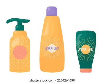 Sunscreen in a tube for applying and caring for the skin of the face, body with SPF. Cosmetics for tanning and after tanning
