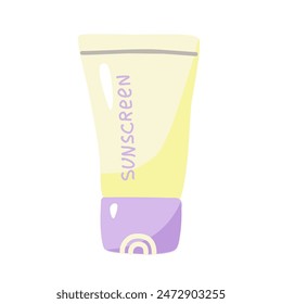 Sunscreen. Tube. Cartoon flat illustration