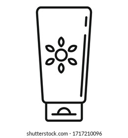 Sunscreen tube cream icon. Outline sunscreen tube cream vector icon for web design isolated on white background