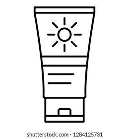 Icono del tubo de protección solar. Icono del vector del tubo protector solar para el diseño web aislado en fondo blanco