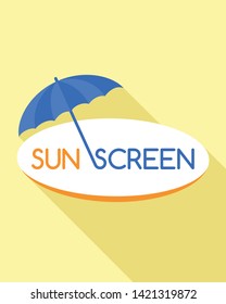 Sunscreen umbrella logo. Flat illustration of sunscreen umbrella vector logo for web design