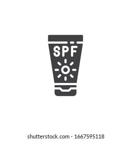 Sunscreen vector icon. filled flat sign for mobile concept and web design. Sun protection glyph icon. Symbol, logo illustration. Vector graphics