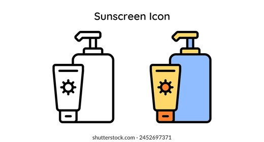 Sunscreen vector icon line and line color style