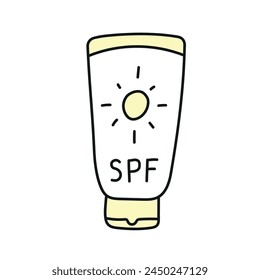 Sunscreen. Vector illustration in doodle style