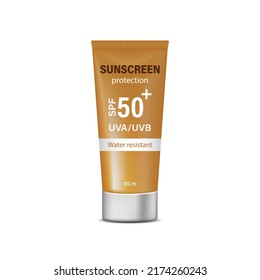 Sunscreen. Vector illustration of a realistic tube of sun protection cream.