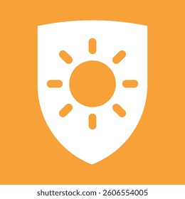 Sunscreen vector logo symbol. Sun UV protection icon, spf, solar defense, skin care sign with shield for web and packaging.	