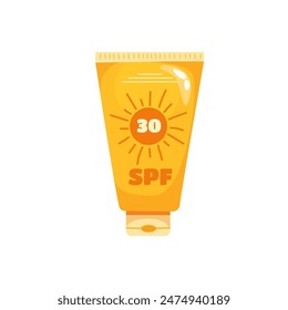 Protector solar Vector spf uv protección solar Productos para el cuidado de la piel Cosméticos bronceadores Belleza y estética Dibujos animados Vector plano