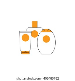 Sunscreen white and orange  bottle  isolated on white background vector