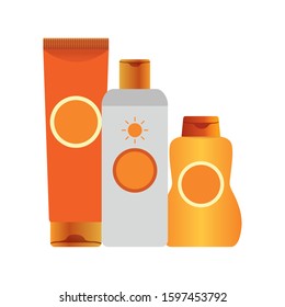 sunscreens bottles icon over white background, colorful design, vector illustration