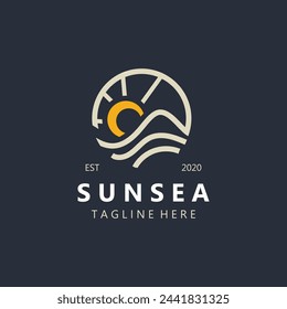 Sunsea Logo Template creative premium symbol minimalist. Vector illustration