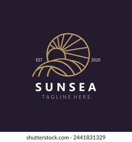 Sunsea Logo Template creative premium symbol minimalist. Vector illustration