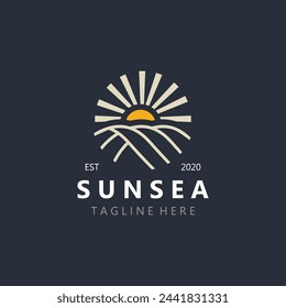 Sunsea Logo Plantilla creativa símbolo premium minimalista. Ilustración de vector