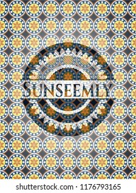Sunseemly arabesque style emblem. arabic decoration.