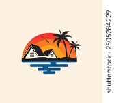 Sunsest logo design. Beach house logo