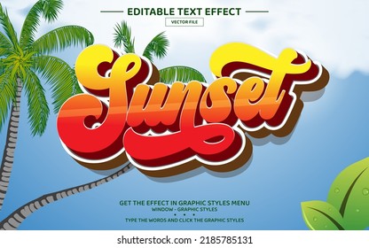 Sunset 3D Editable Text Effect Template