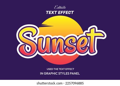 Plantilla de efecto de texto editable de Sunset 3D