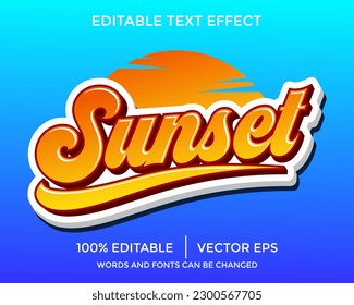 Sunset 3D editable text effect template
