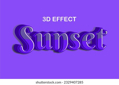 sunset 3D lettering vector purple background

