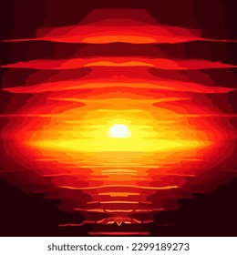 Sunset in abstract background.Vector color illustration of a sunny sunset in an abstract background.