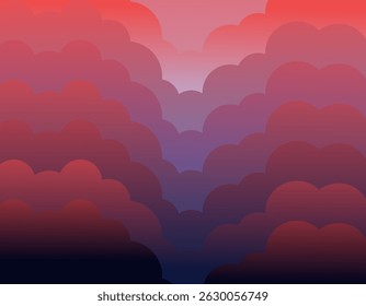 Sunset. Abstract clouds in a gradient. Clouds in the sky drawn with a gradient. EPS 10.