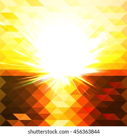 sunset abstract mosaic background. light flash. vector illustration. good for your design