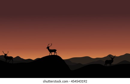 At sunset antelope landscape silhoutte on brown backgrounds