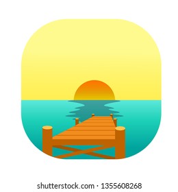 Sunset apps icon. Sunset logo design. Flat design
