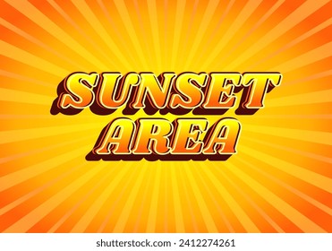 Sunset area. Text effect design in gradient yellow orange color, 3D look. Yellow background