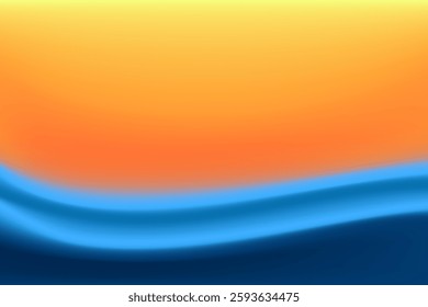 sunset background with blue ocean and orange clouds