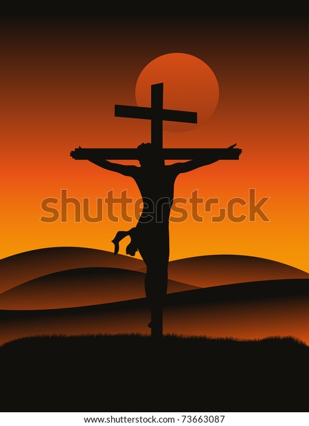 Sunset Background Crucifixion Jesus Christ Stock Vector (Royalty Free ...