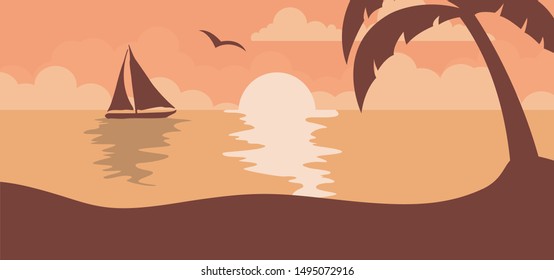 Sunset background on a summer sunset at the beach