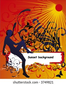 sunset background - vector