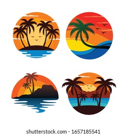 Sunset badge logo vector set