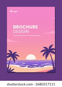 Sonnenuntergang Strand Hintergrund Broschüre Design-Vorlage