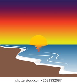 Sunset Beach in Bali vector illustration
