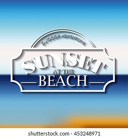 sunset in the beach with blur background isolated icon design, vector illustration  graphic 