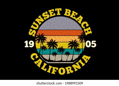 sunset beach california silhouette design