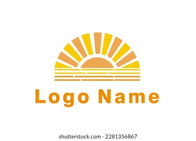 Sunset Beach Coast Island, Summer Shore Ocean Sea Wave logo inspirado en el diseño