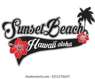 Sunset beach hawaii aloha tropical summer