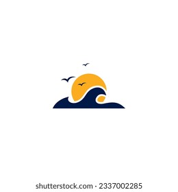 Sunset beach Icon. Beach Abstract Logo Design