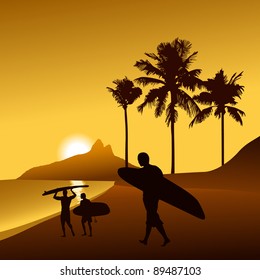 sunset beach illustration