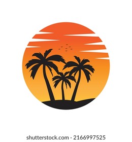 Sunset beach illustration design isolated vector