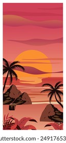Paisaje y fondo de la ilustración de Sunset Beach
