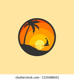 sunset at beach illustration vector