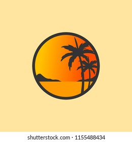 sunset at beach illustration vector