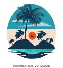  sunset beach illustration vector design