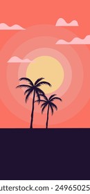 Ilustración de fondo de Vertical de paisaje de playa al atardecer