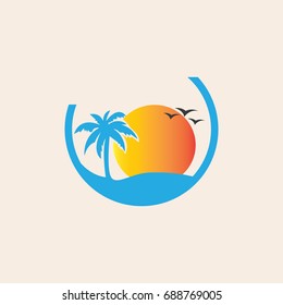 sunset in the beach logo
